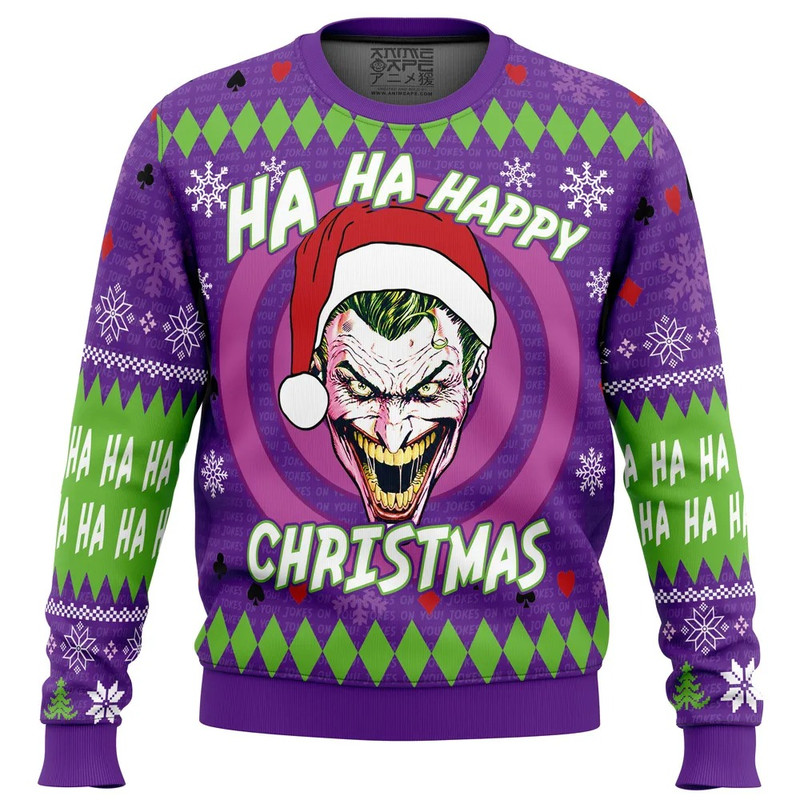 Ha ha ha happy Christmas Joker All Over Print Hoodie 3D Zip Hoodie 3D Ugly Christmas Sweater 3D Fleece Hoodie