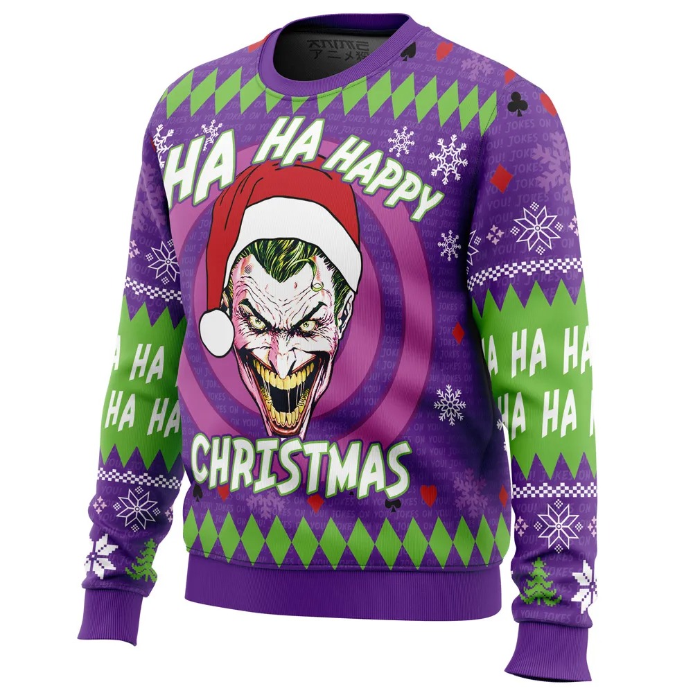 Ha ha ha happy Christmas Joker All Over Print Hoodie 3D Zip Hoodie 3D Ugly Christmas Sweater 3D Fleece Hoodie
