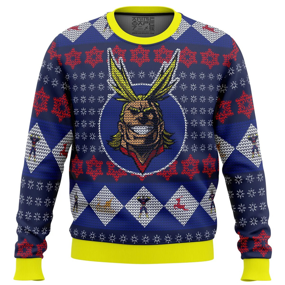 All Might My Hero Academia All Over Print Hoodie 3D Zip Hoodie 3D Ugly Christmas Sweater 3D Fleece Hoodie