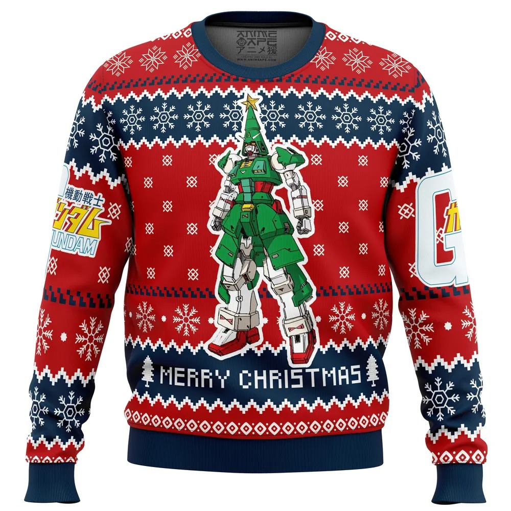 Xmas Tree Gundam All Over Print Hoodie 3D Zip Hoodie 3D Ugly Christmas Sweater 3D Fleece Hoodie