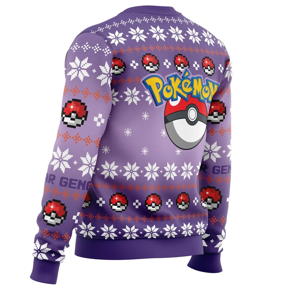 Christmas Gengar Pokemon All Over Print Hoodie 3D Zip Hoodie 3D Ugly Christmas Sweater 3D Fleece Hoodie