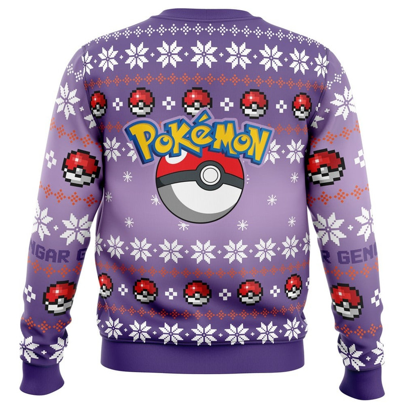 Christmas Gengar Pokemon All Over Print Hoodie 3D Zip Hoodie 3D Ugly Christmas Sweater 3D Fleece Hoodie