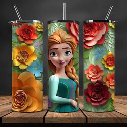 Princess Disney Tumbler Wrap, 3D Cartoon Tumbler Wrap, 20oz Skinny Tumbler Designs 23