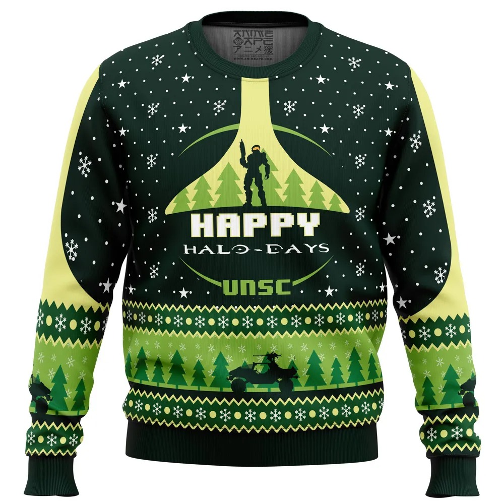 Happy Halo-days Halo All Over Print Hoodie 3D Zip Hoodie 3D Ugly Christmas Sweater 3D Fleece Hoodie