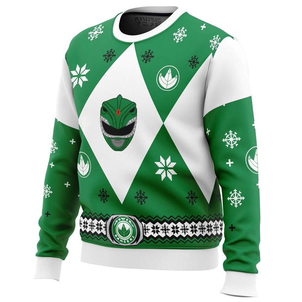 Mighty Morphin Power Rangers Green All Over Print Hoodie 3D Zip Hoodie 3D Ugly Christmas Sweater 3D Fleece Hoodie