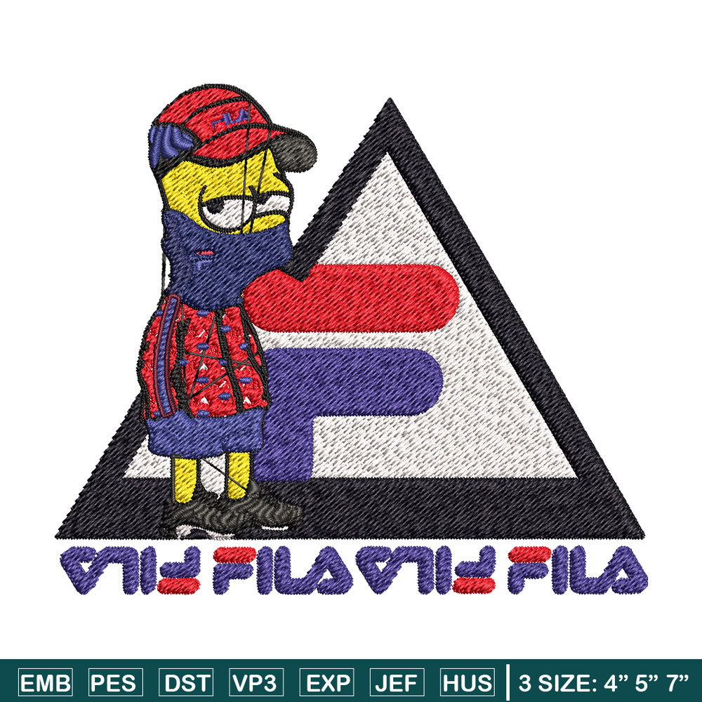 Bart Simpson Fila Embroidery design, Simpson Fila Embroidery, logo design, Embroidery File, Fila logo, Instant download..jpg