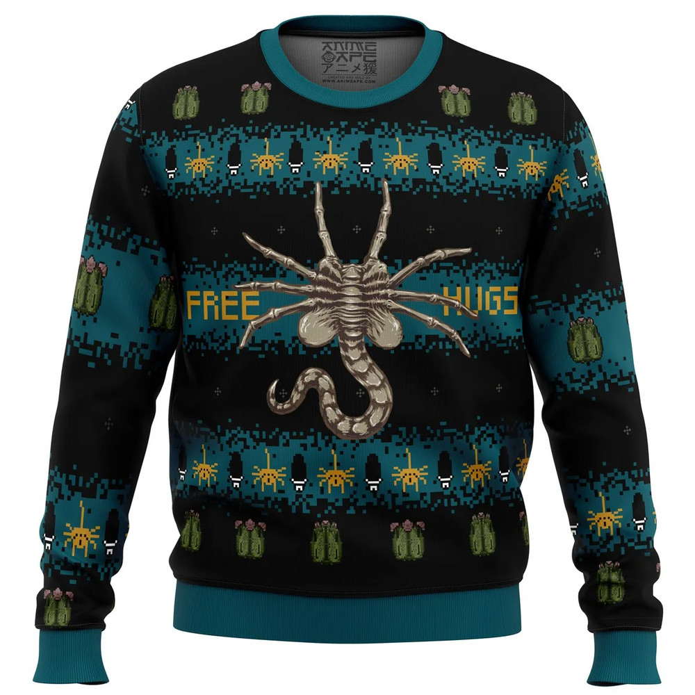 Free Hugs Alien Facehugger All Over Print Hoodie 3D Zip Hoodie 3D Ugly Christmas Sweater 3D Fleece Hoodie