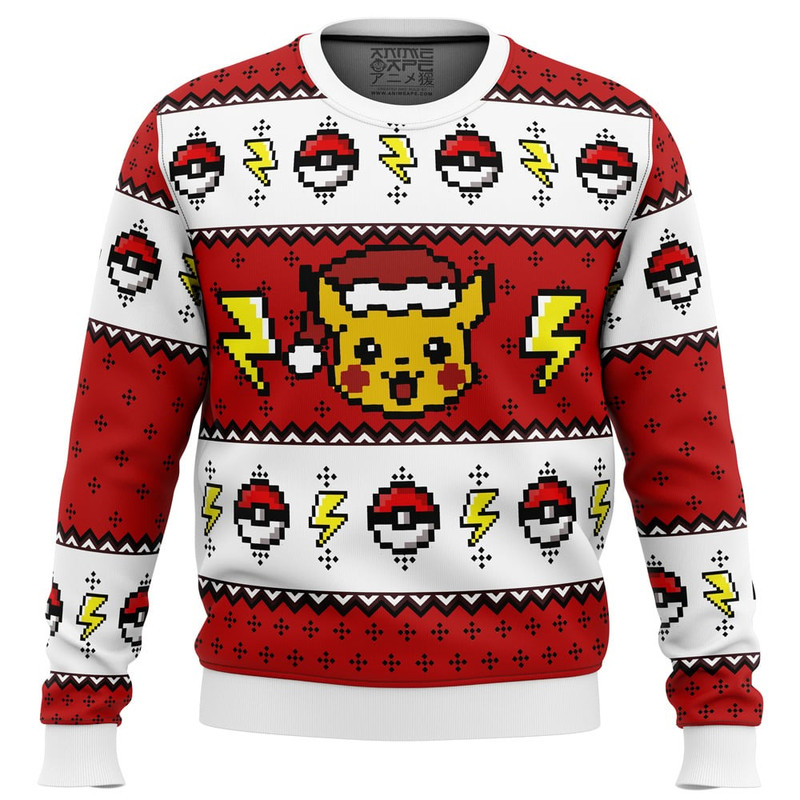 Pokemon Pikachu All Over Print Hoodie 3D Zip Hoodie 3D Ugly Christmas Sweater 3D Fleece Hoodie