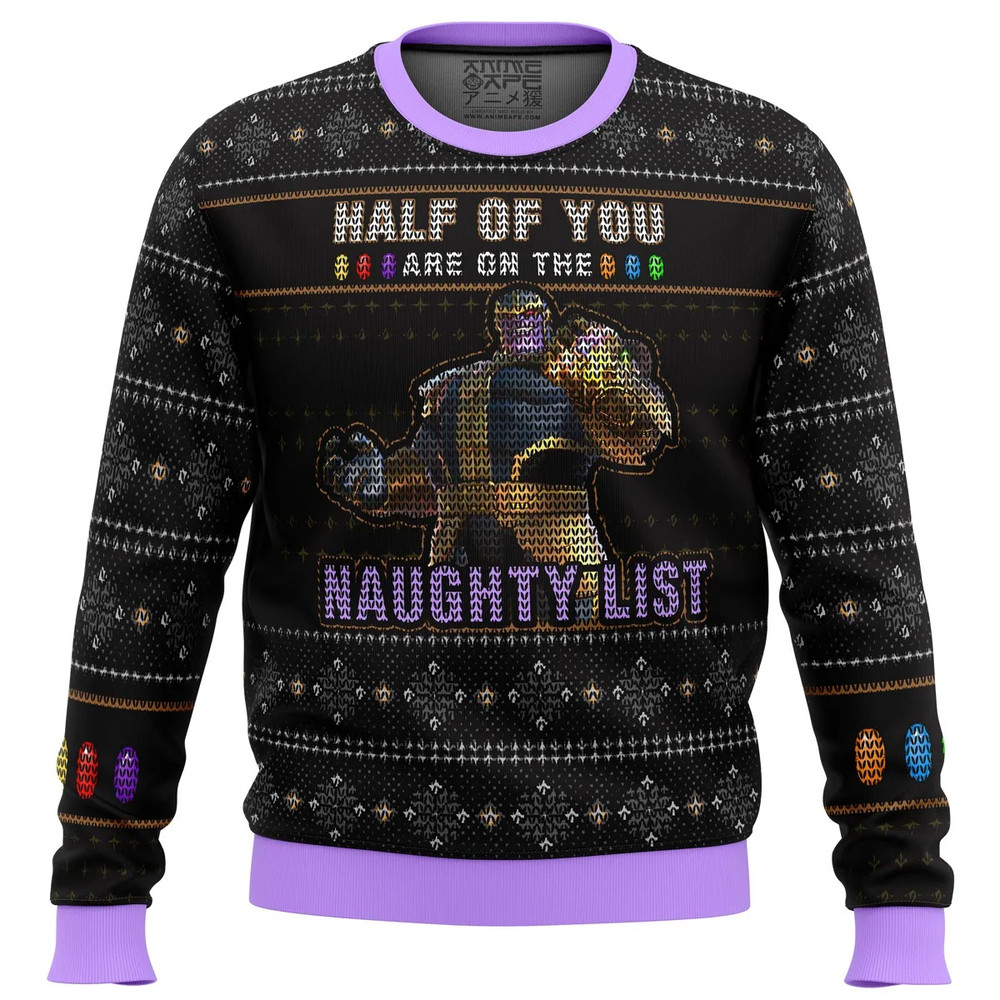Thanos Naughty List All Over Print Hoodie 3D Zip Hoodie 3D Ugly Christmas Sweater 3D Fleece Hoodie
