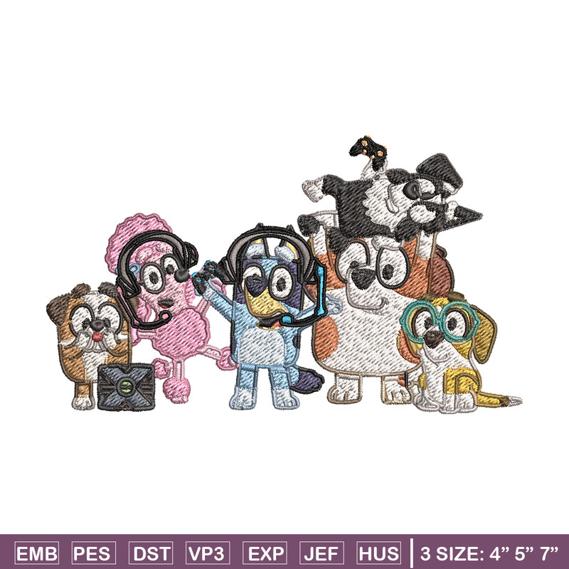 Bluey and Friends Coloring Pages Embroidery, Bluey cartoon Embroidery, Embroidery File, cartoon design, Digital download.jpg