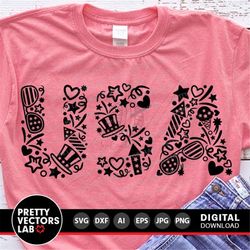 USA Svg, 4th of July Cut Files, Patriotic Svg Dxf Eps Png, America Clipart, Sublimation Png, Fourth of July Shirt Design