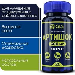 Artichoke extract in capsules 300 mg, vitamins / dietary supplements for the intestine and digestion, 60 capsules