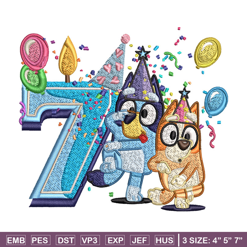 Bluey bingo 7th birthday Embroidery, Bluey birthday Embroidery, Embroidery File, cartoon design, Instant download..jpg