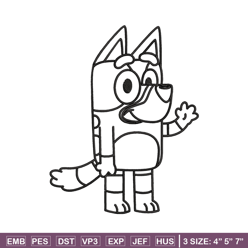 Bluey Coloring Pages Embroidery, Bluey Embroidery, Embroidery File, cartoon design, logo shirt, Digital download..jpg