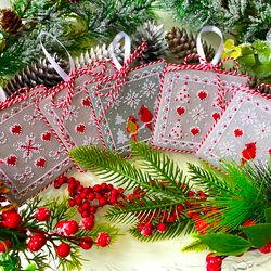 SET of 5 LACY CHRISTMAS Ornaments cross stitch pattern PDF  by CrossStitchingForFun Instant download