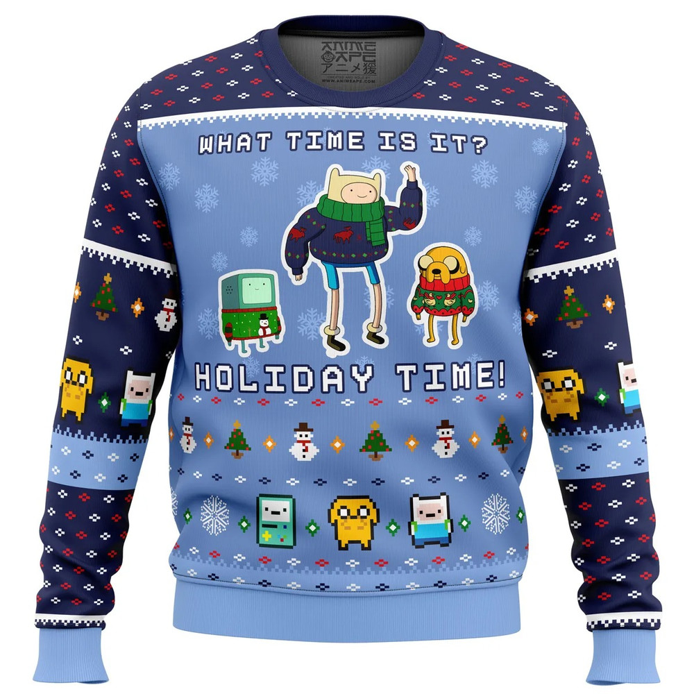 Adventure Time Christmas Time All Over Print Hoodie 3D Zip Hoodie 3D Ugly Christmas Sweater 3D Fleece Hoodie