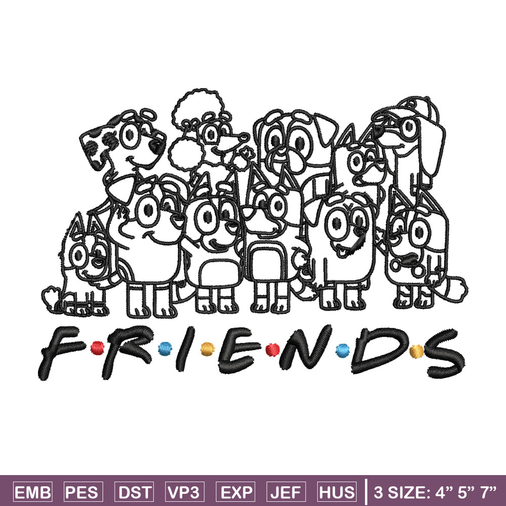 Bluey family Coloring Pages Embroidery, Bluey Embroidery, Embroidery File, cartoon design, logo shirt, Digital download..jpg