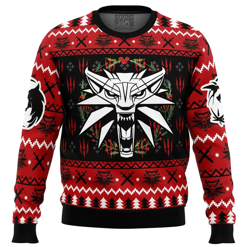 Christmas Monster The Witcher All Over Print Hoodie 3D Zip Hoodie 3D Ugly Christmas Sweater 3D Fleece Hoodie