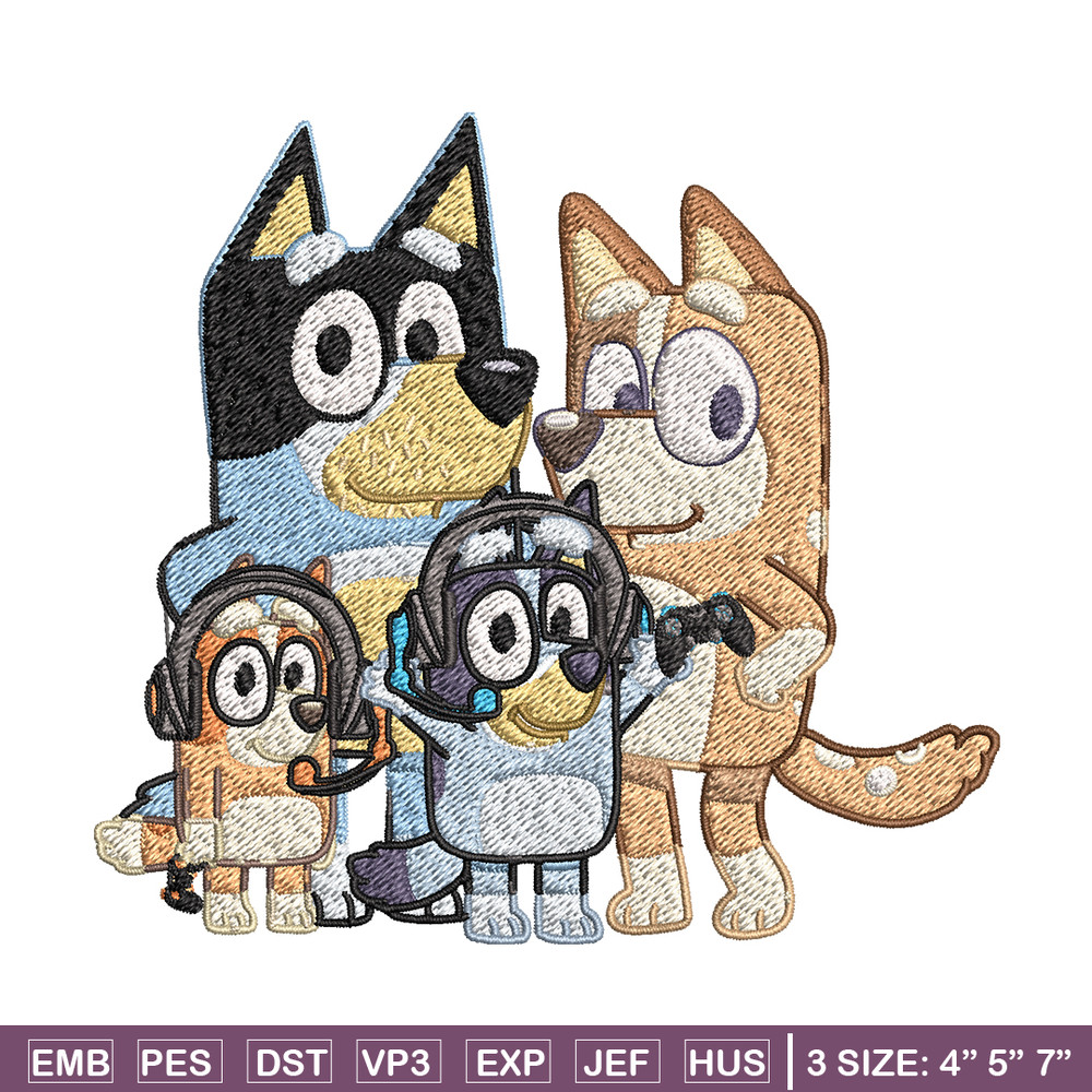Bluey family Embroidery, Bluey family Embroidery, Embroidery File, cartoon design, logo shirt, Digital download..jpg