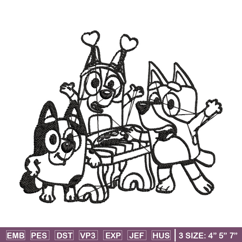 Bluey friends Coloring Pages Embroidery, Bluey Embroidery, Embroidery File, cartoon design, logo shirt, Digital download.jpg