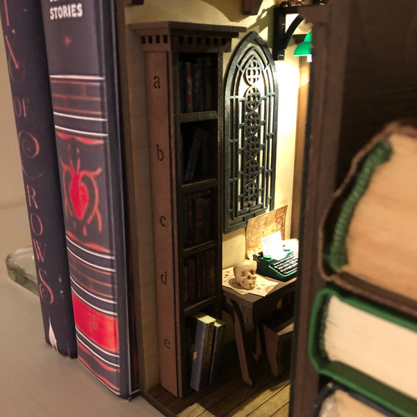 Book nook bookshelf insert Diorama library Booknook fully as - Inspire  Uplift