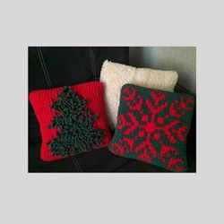 Loop yarn Two Christmas Cushion Cover patterns PDF Download