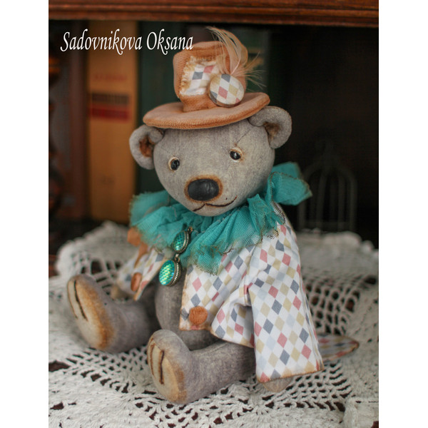 5  Handmade Artist-Collectible Teddy Bear-OOAK-Vintage-Victorian Style-Stuffed-Antique-bears animal-toys bear-plushinnes toy-decor baby-shower toys.jpg