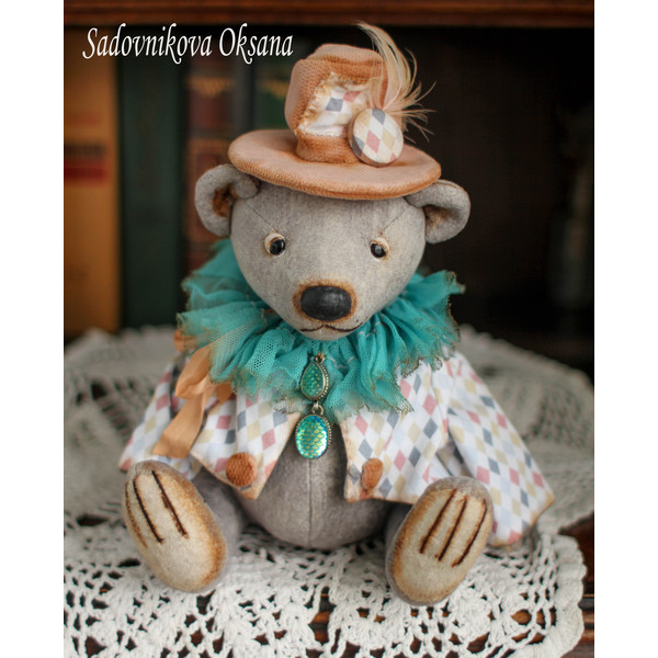 9  Handmade Artist-Collectible Teddy Bear-OOAK-Vintage-Victorian Style-Stuffed-Antique-bears animal-toys bear-plushinnes toy-decor baby-shower toys.jpg