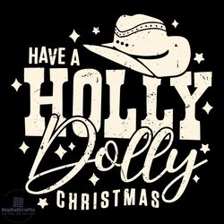 retro holly dolly christmas svg