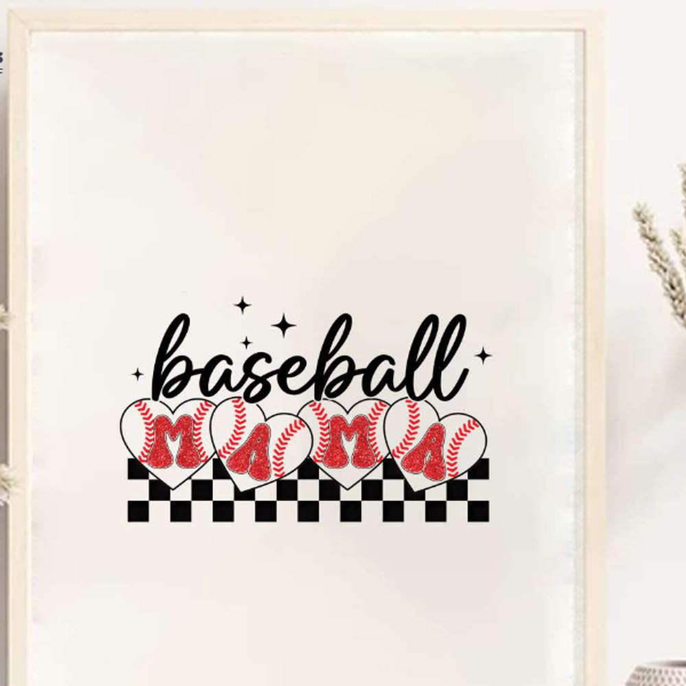 Checkered Baseball Mama PNG