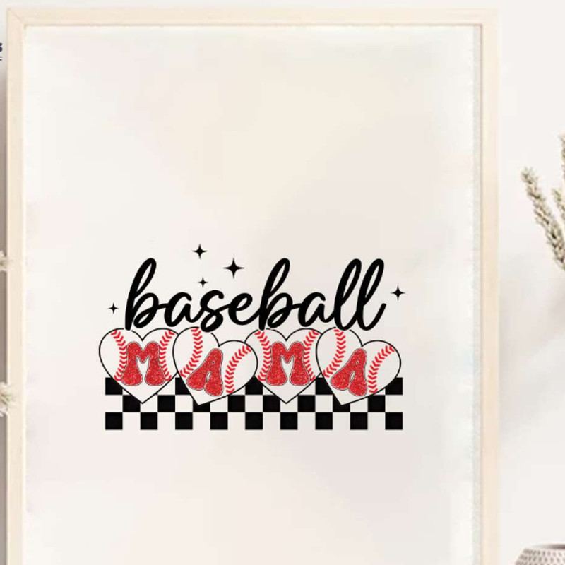 Checkered Baseball Mama PNG