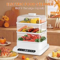 3-tier 16qt electric food steamer with timer - multi-functional digital steamer