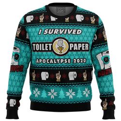 i survived toilet paper apocalypse 2020 all over print hoodie 3d zip hoodie 3d ugly christmas sweater 3d fleece hoodie