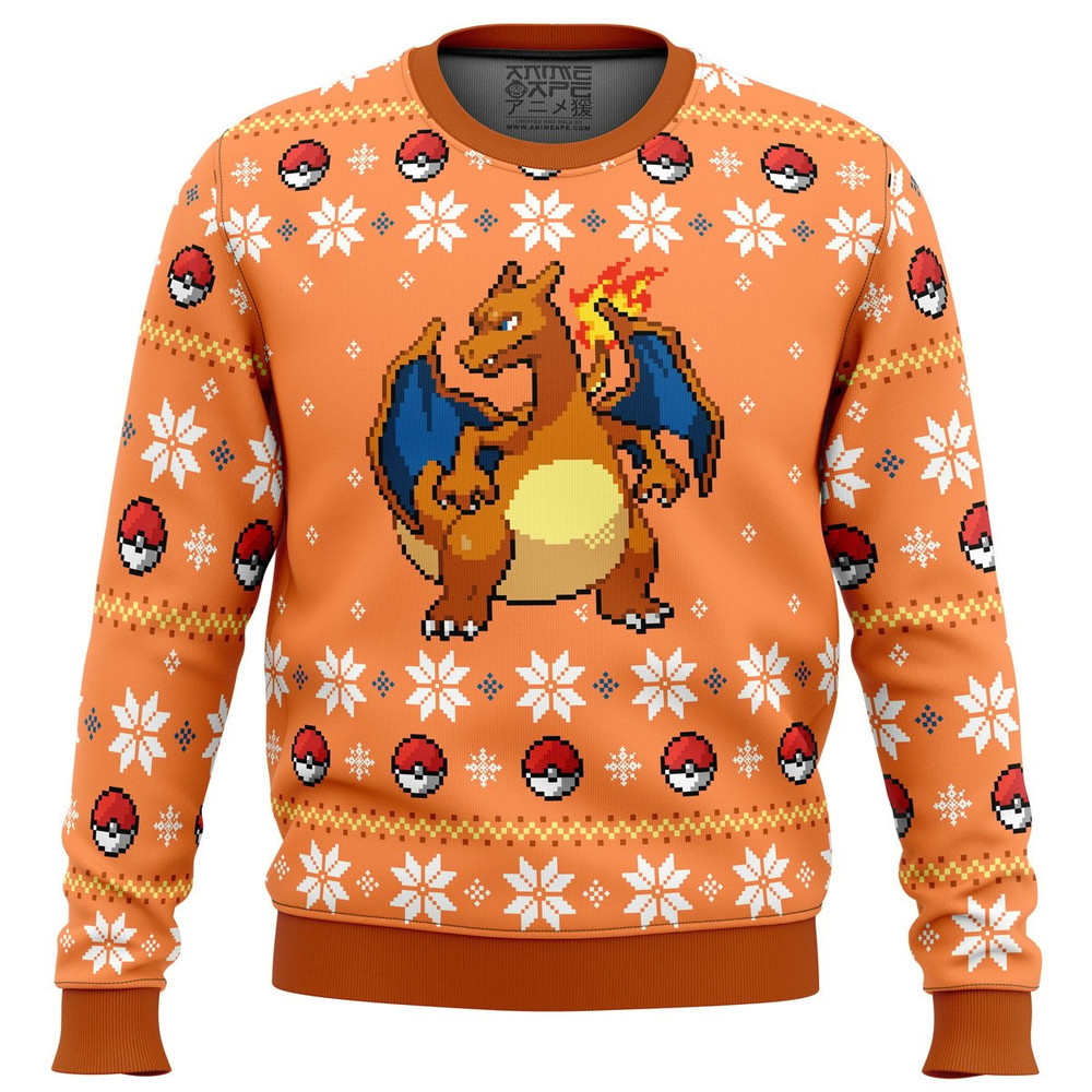 Pokemon Christmas Blaze Charizard All Over Print Hoodie 3D Zip Hoodie 3D Ugly Christmas Sweater 3D Fleece Hoodie