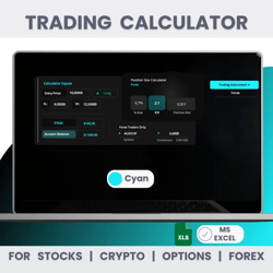Trading Calculator For Stocks, Crypto, Options, Forex (Cyan Mode) -  Instant Download