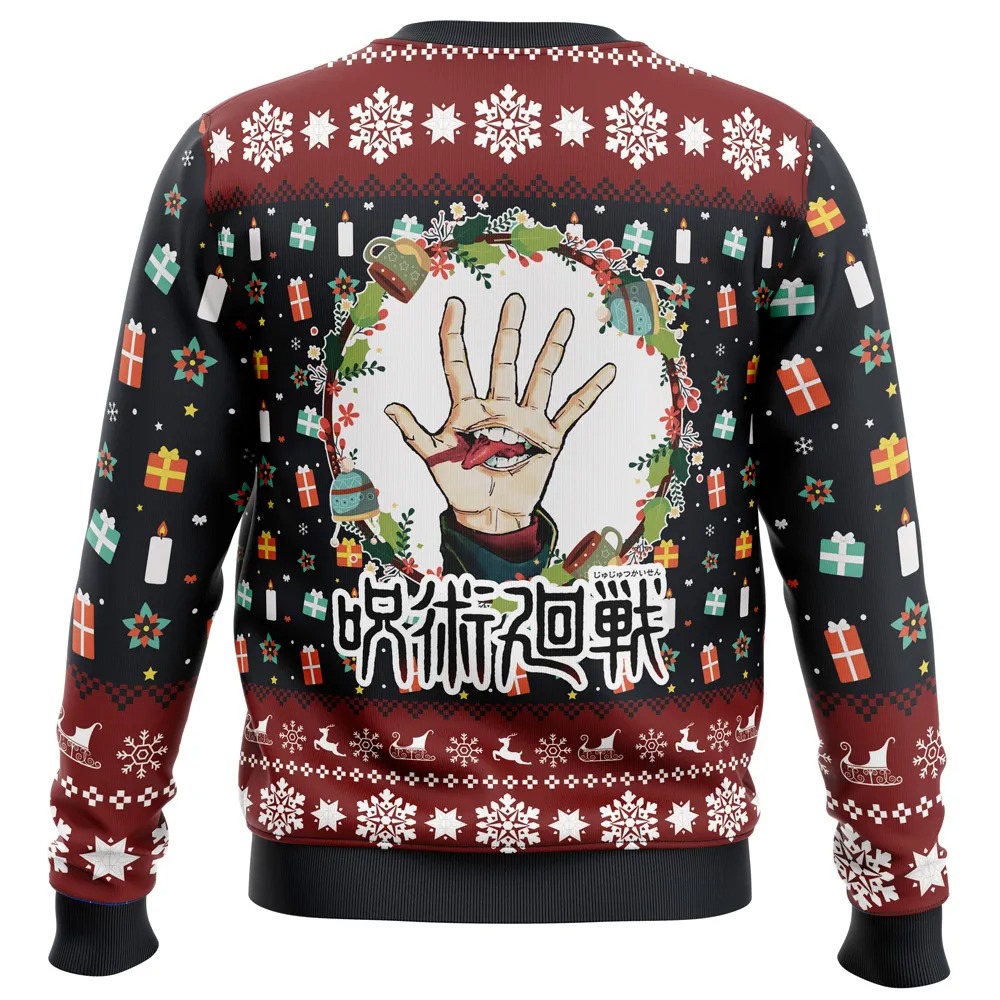 Sukuna Christmas Jujutsu Kaisen All Over Print Hoodie 3D Zip Hoodie 3D Ugly Christmas Sweater 3D Fleece Hoodie