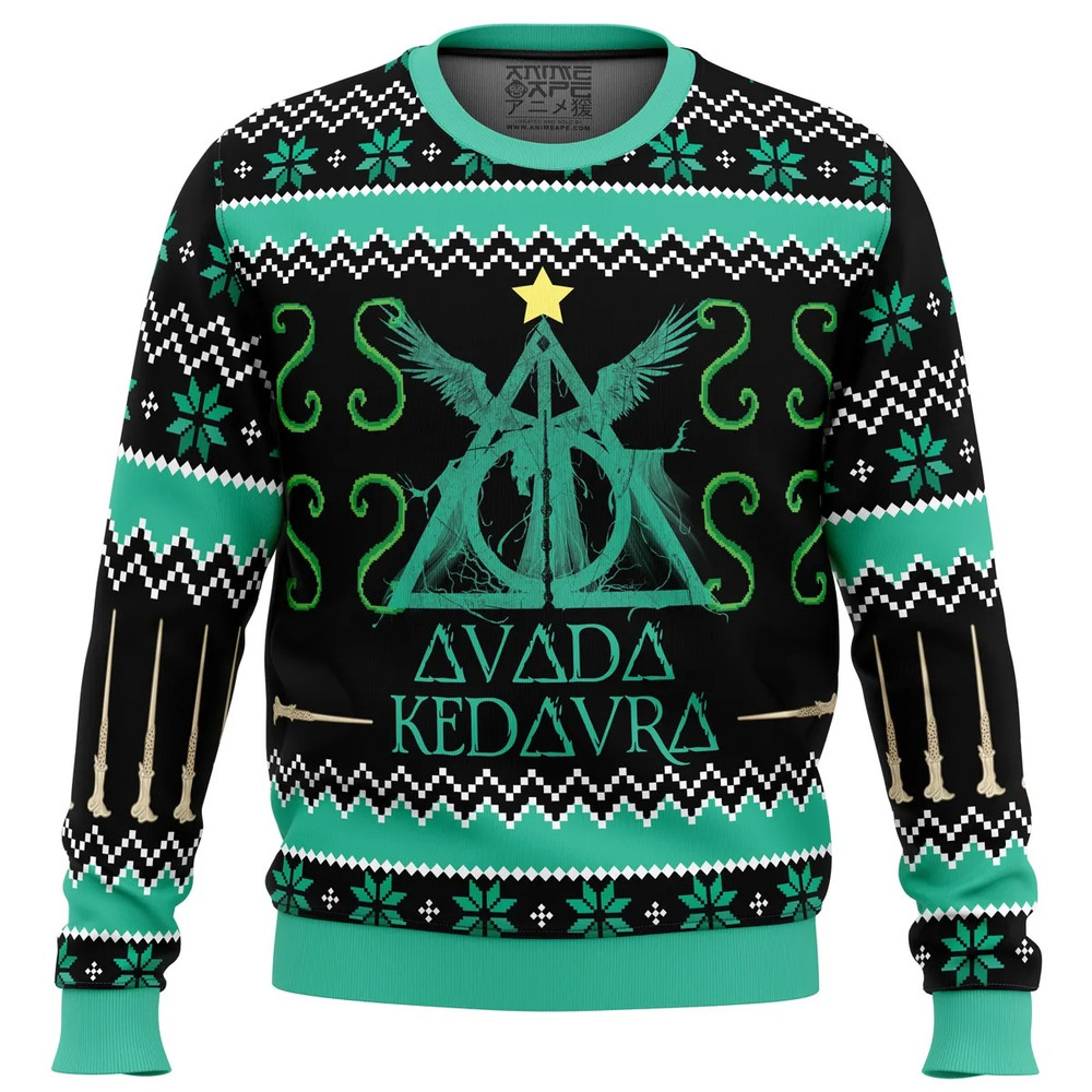Harry Potter Avada Kedavra All Over Print Hoodie 3D Zip Hoodie 3D Ugly Christmas Sweater 3D Fleece Hoodie