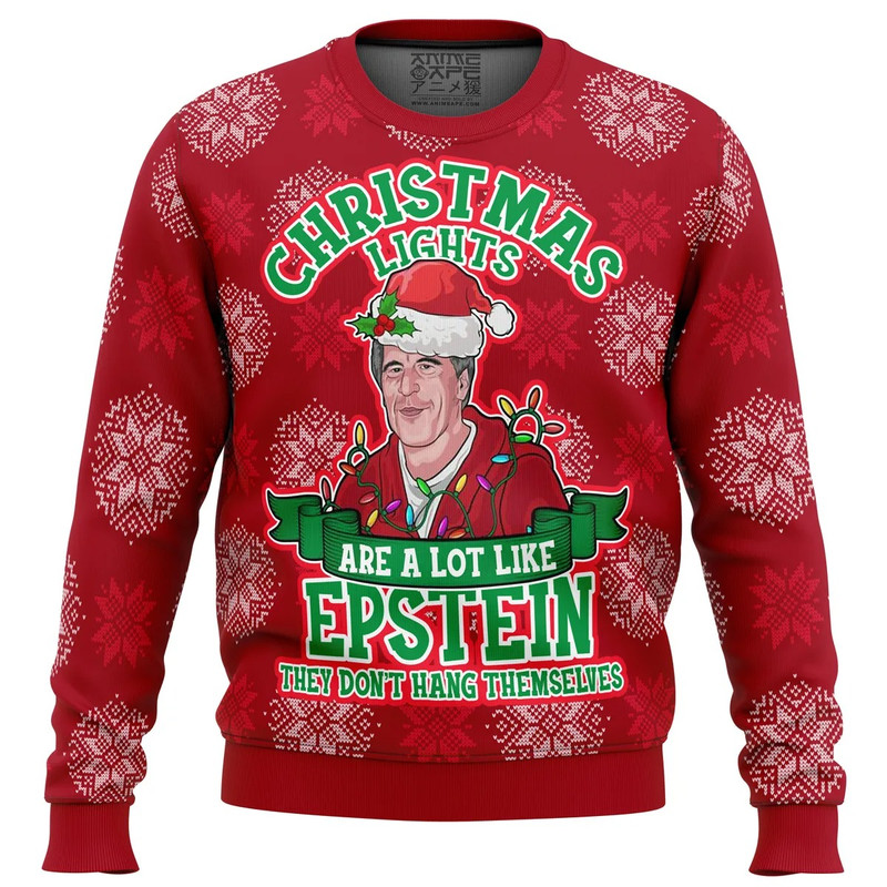 Xmas Lights Are Like Epstein All Over Print Hoodie 3D Zip Hoodie 3D Ugly Christmas Sweater 3D Fleece Hoodie