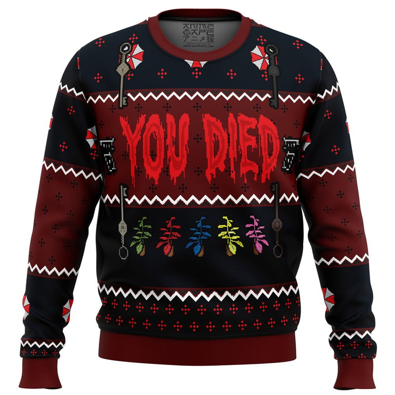 Resident Evil You Died All Over Print Hoodie 3D Zip Hoodie 3D Ugly Christmas Sweater 3D Fleece Hoodie
