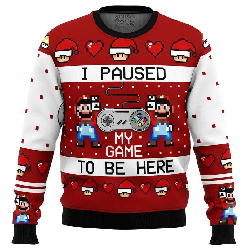 SNES I Pause My Game All Over Print Hoodie 3D Zip Hoodie 3D Ugly Christmas Sweater 3D Fleece Hoodie