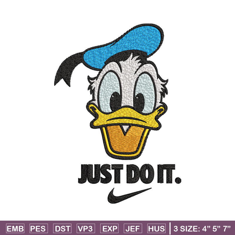 Donald Duck Nike Embroidery design, Donald Duck cartoon Embroidery, Nike design, Embroidery file, Instant download..jpg
