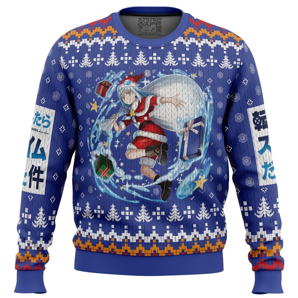 Santa Rimuru That time I got reincarnated as a slime Hoodie 3D Zip Hoodie 3D Ugly Christmas Sweater 3D Fleece Hoodie