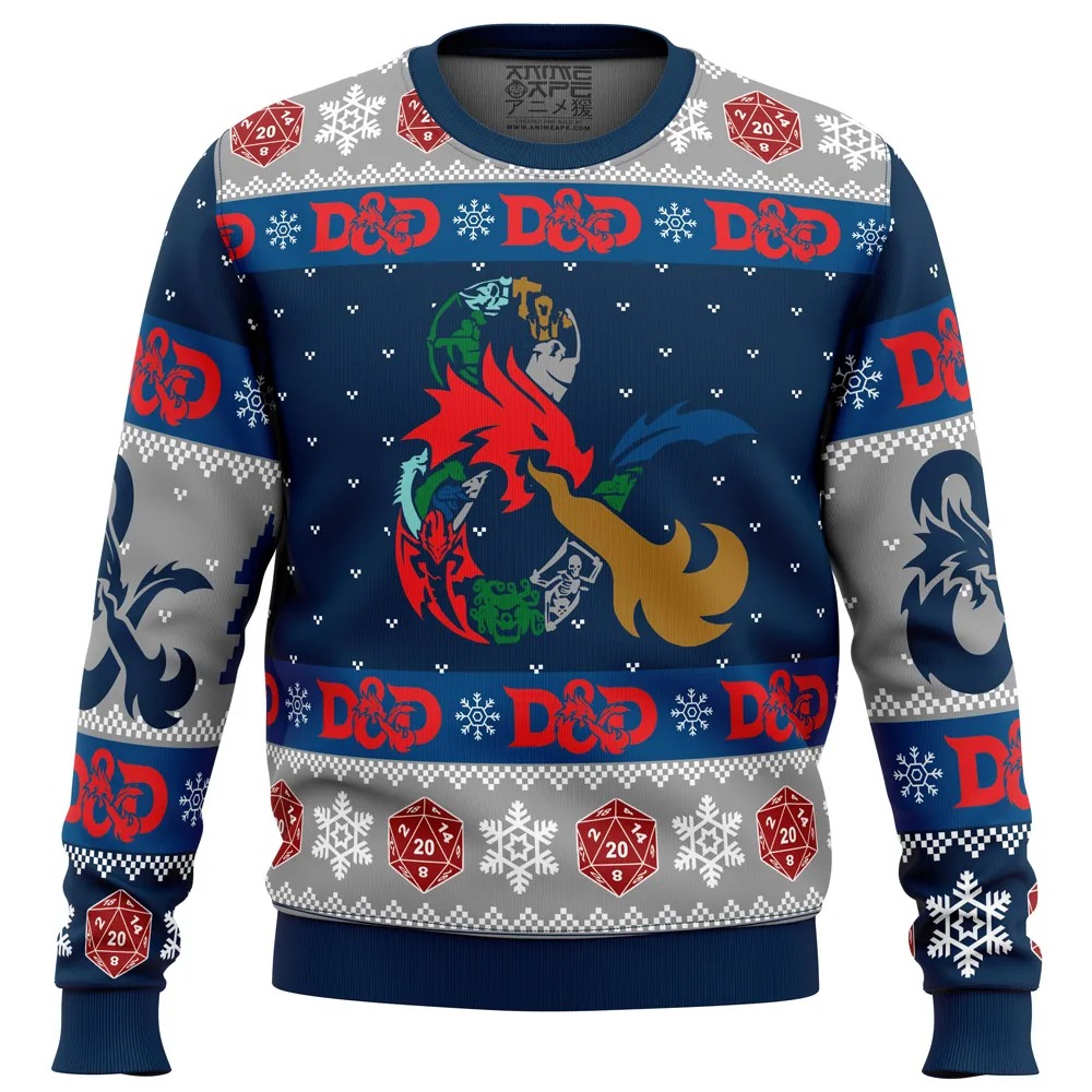 D-20 Dungeons and Dragons All Over Print Hoodie 3D Zip Hoodie 3D Ugly Christmas Sweater 3D Fleece Hoodie
