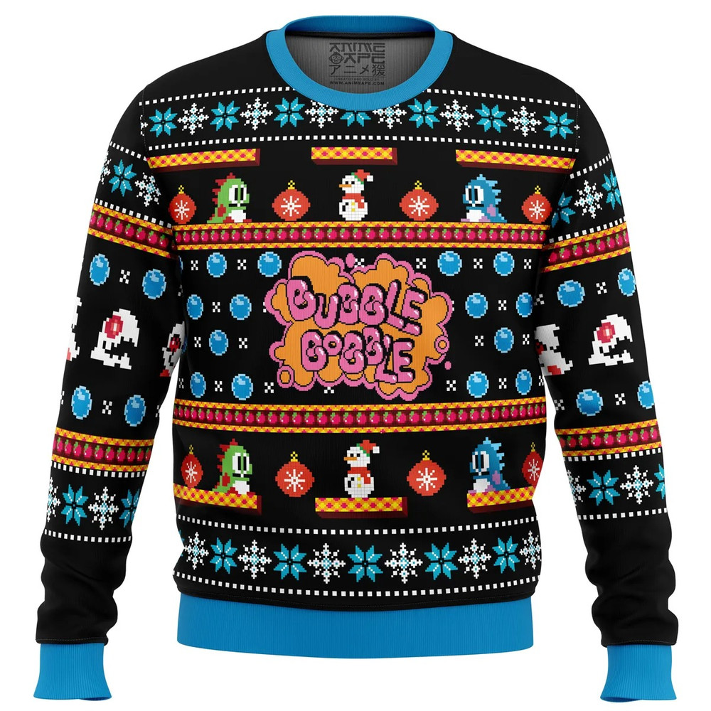 Christmas Bubble Bobble All Over Print Hoodie 3D Zip Hoodie 3D Ugly Christmas Sweater 3D Fleece Hoodie