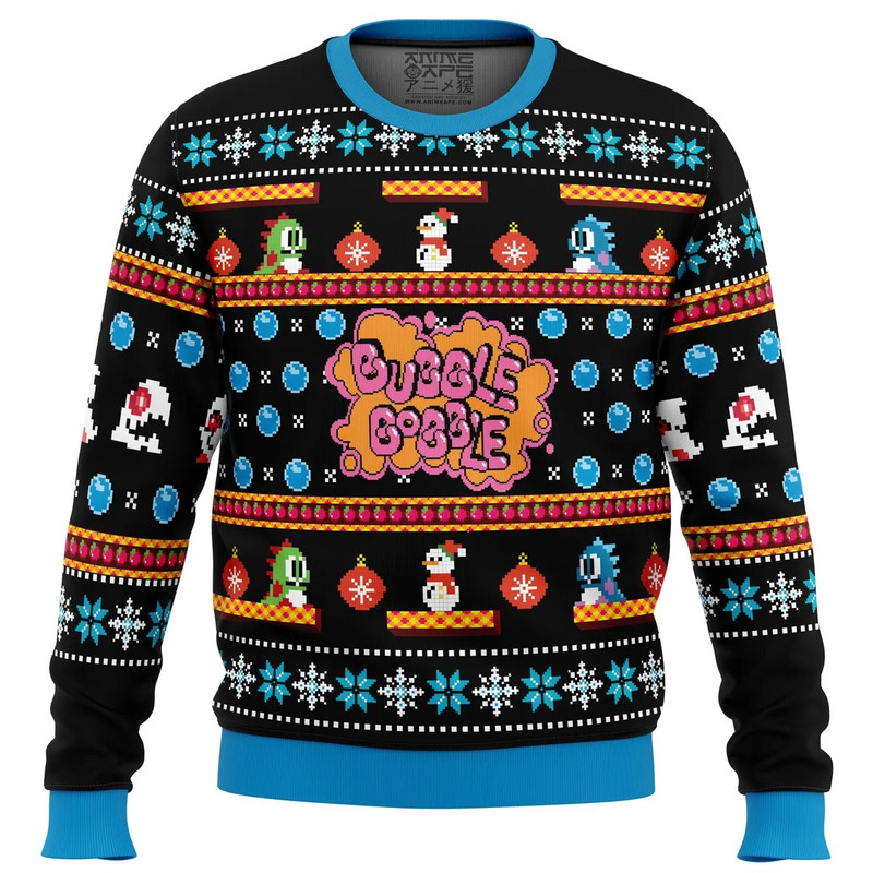 Christmas Bubble Bobble All Over Print Hoodie 3D Zip Hoodie 3D Ugly Christmas Sweater 3D Fleece Hoodie