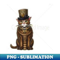 Vintage Steampunk Cat in Top Hat Design - Exclusive PNG Sublimation Download - Enhance Your Apparel with Stunning Detail