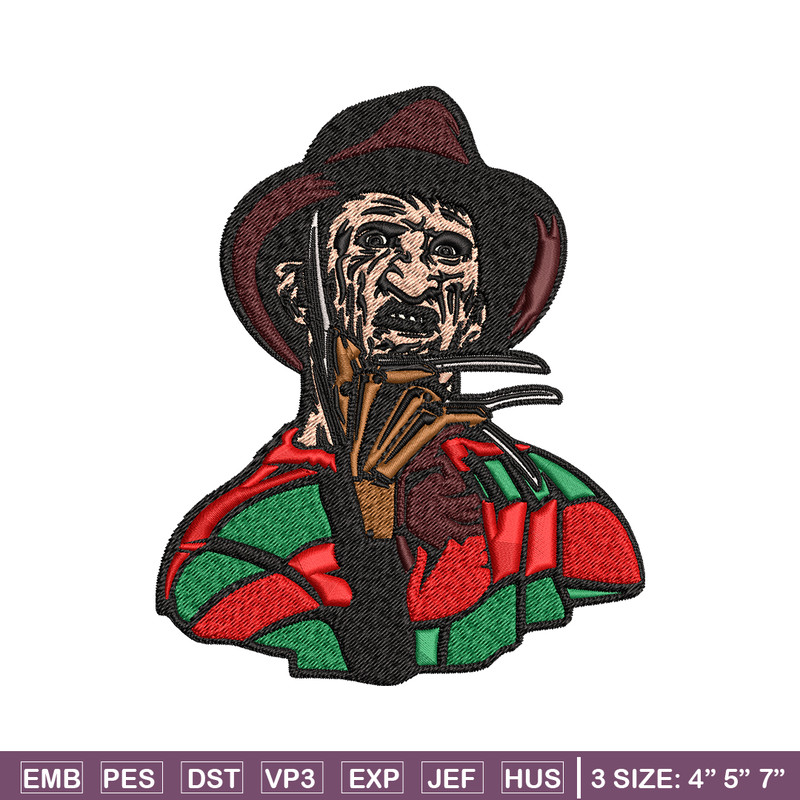Freddy Krueger Embroidery design, Freddy horror Embroidery, horror design, Embroidery File, Digital download..jpg