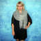 серый вязаный женский шарфик, тёплая пуховая паутинка, оренбургский пуховый палантин.JPG