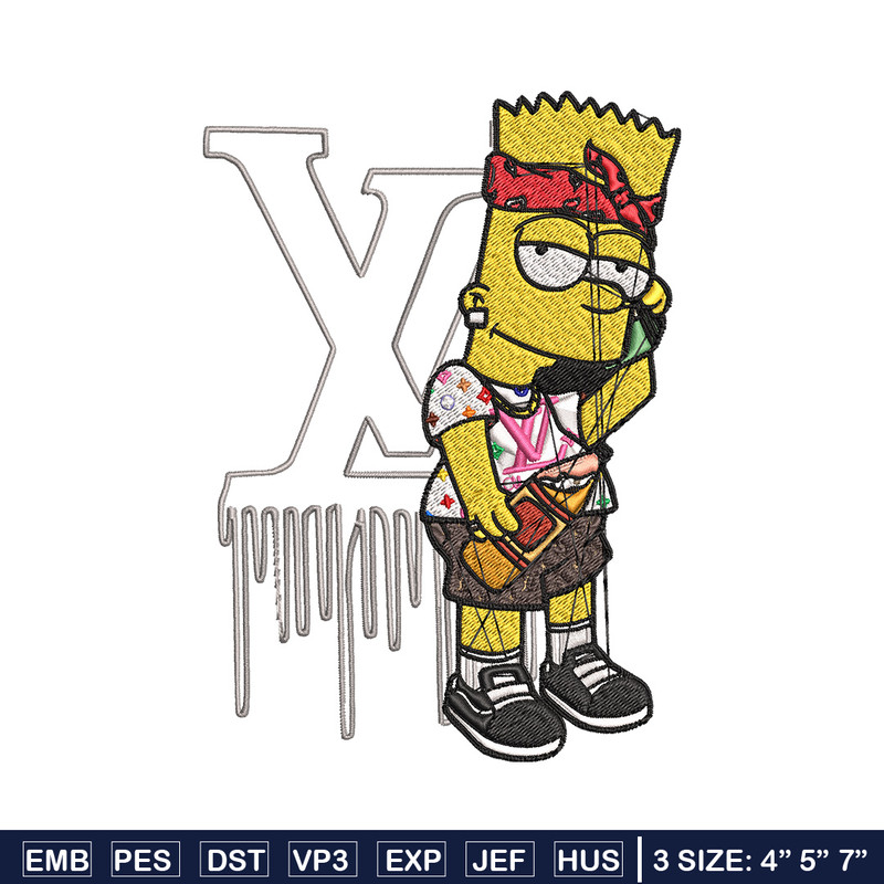 Bart simpson lv Embroidery Design, Lv Embroidery, Embroidery File, Simpson Embroidery, Logo shirt, Digital download.jpg