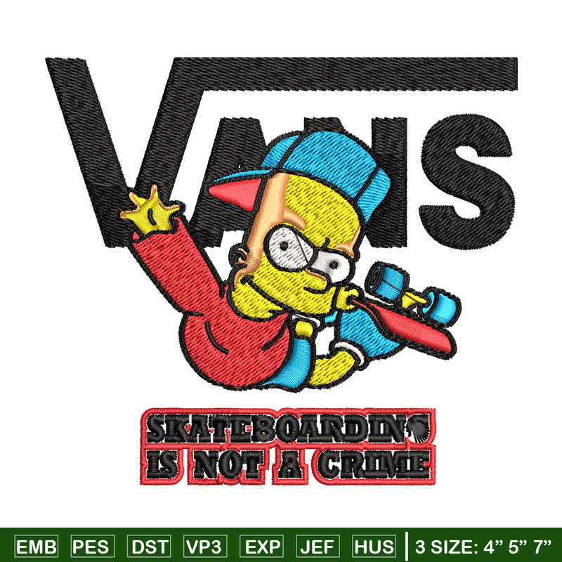 Bart Simpson Vans Embroidery design, Simpson Embroidery, cartoon design, Embroidery File, Instant download..jpg